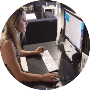 girl using google maps on computer