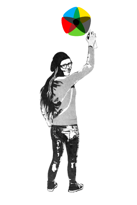 artwork of girl spray painting logo- about us