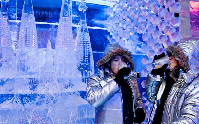 girls drinking at ice bar