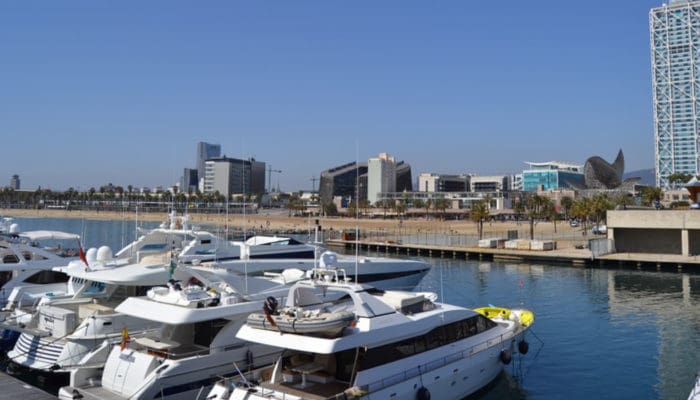 boats docked at the port olimpic marina