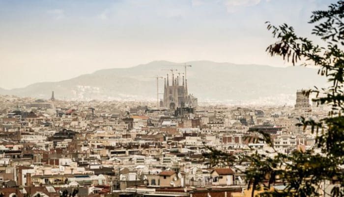 sagrada familia in the distance