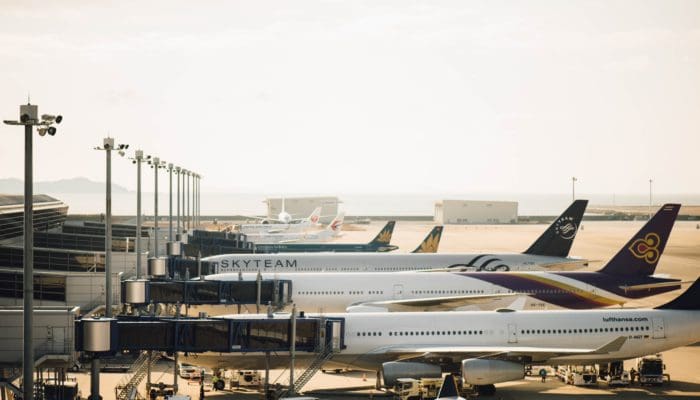 planes lined up at airport